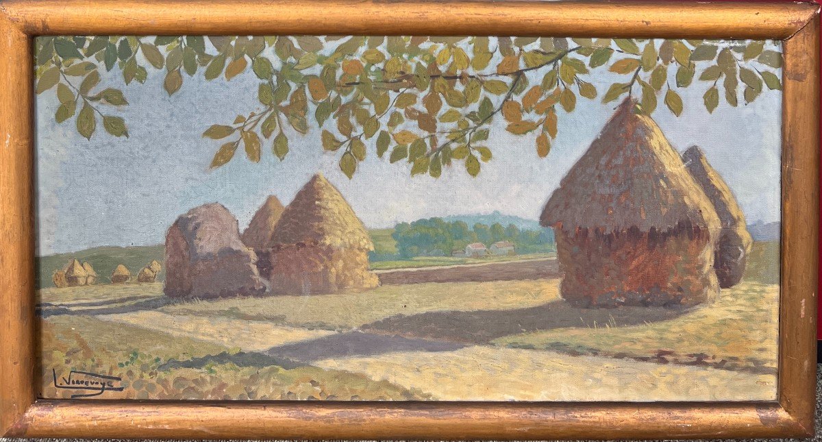 Eugène Verdevoye (1856-1926) - Landscape With Haystacks, Circa 1920