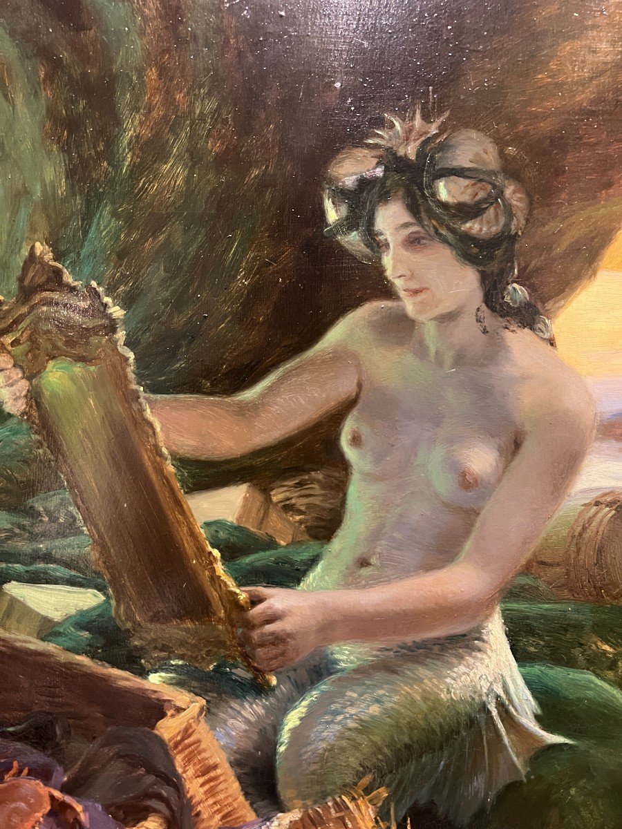 Georges Marie Girardot (1856-1914) - Sir&egrave;ne Au Miroir, 1911-photo-4