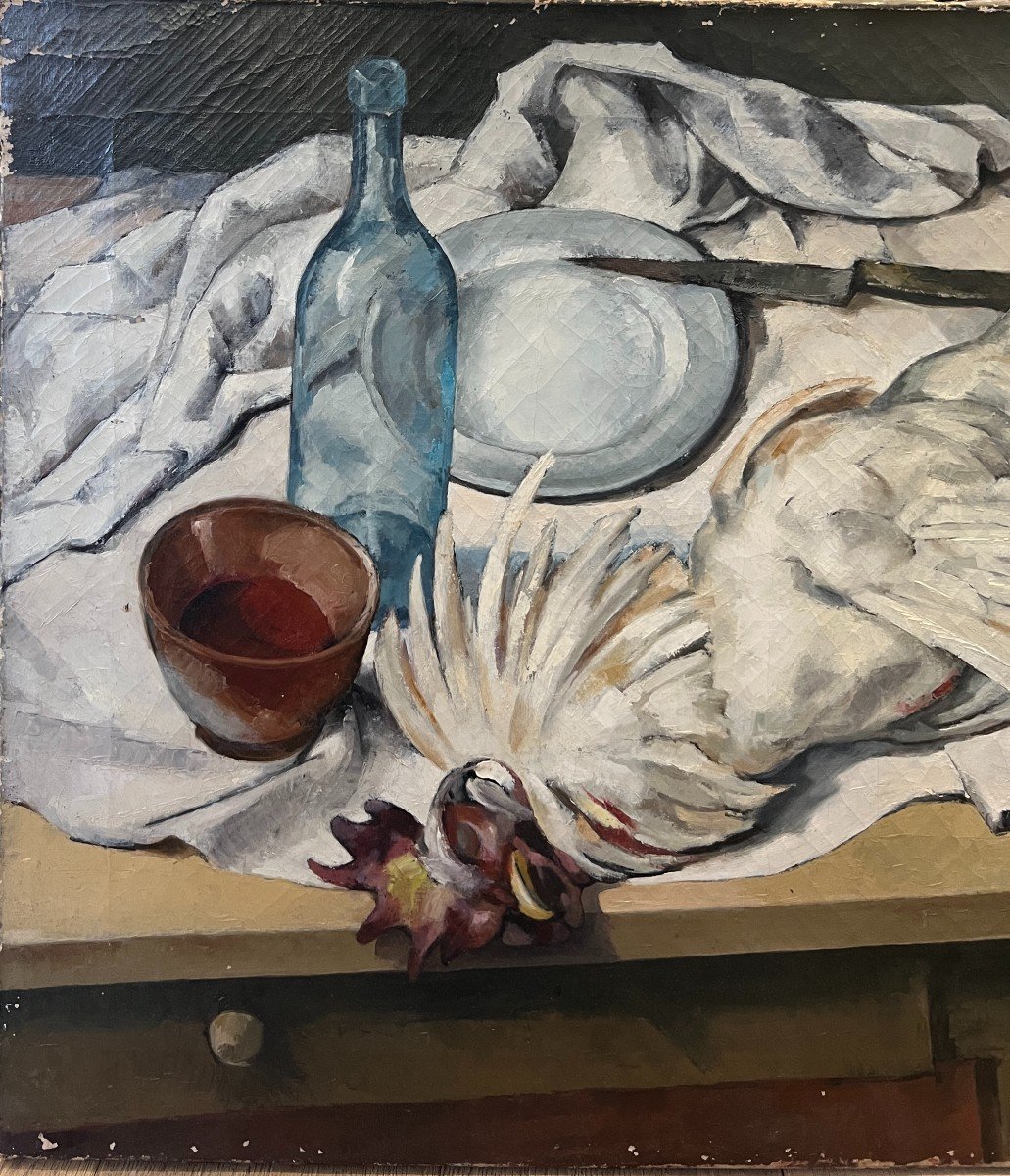 E. Barthelemie (xix-xx) - Still Life With Chicken - Toulouse, Circa 1920-photo-2