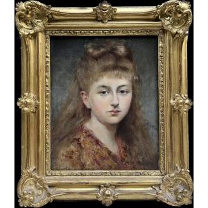 Henri Régnault (1843-1871) - Portrait Of A Young Girl