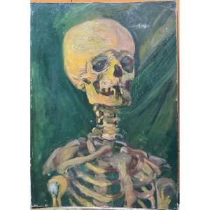 French School From The 20th Century - Skeleton - In The Style Of Van Gogh