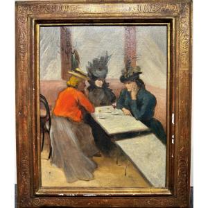 French Impressionist School - Women At The Bistro, Circa 1900