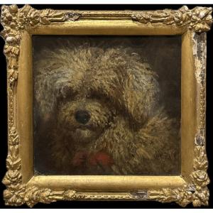 19th Century Impressionist School - Portrait Of A Dog, 1873 - Monogram