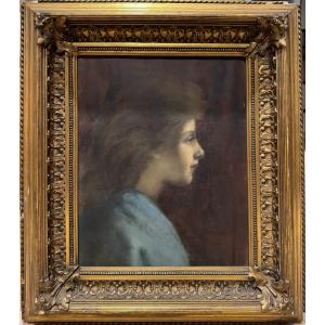 Ecole Symboliste De La Fin Du 19ème Siècle - Femme De Profil, Circa 1890