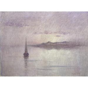 Suzanne Adam-laurens Known As Nanny (1861-1915) Marine, Sunset, Effects Of Pink And Mauve