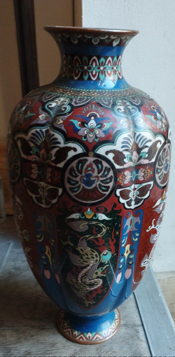 Cloisonne Enamel Vase Meiji Japan-photo-4