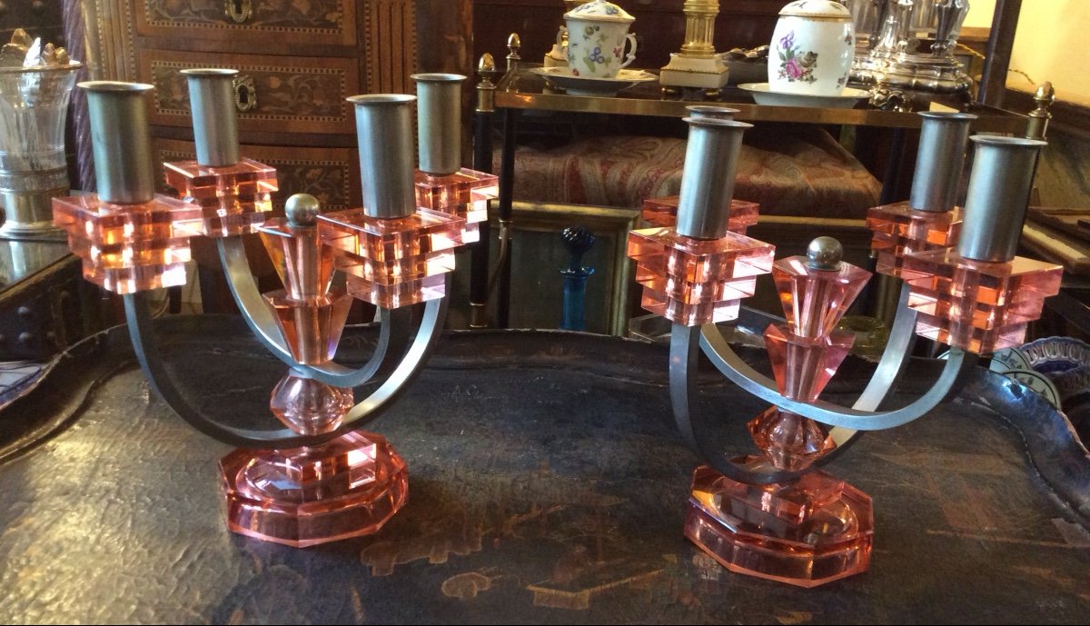 Pair Of Art Deco Candlesticks-photo-2