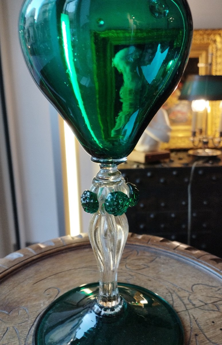 Vase en Verre soufflé couleur émeraude Venise-photo-3