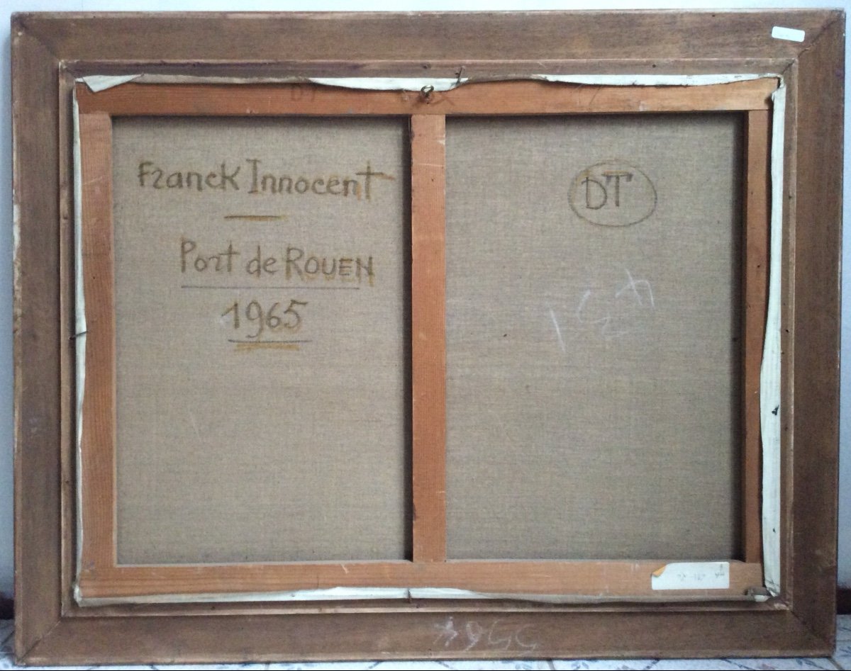 Franck Innocent, Huile Sur Toile  « port De Rouen » 1965-photo-3