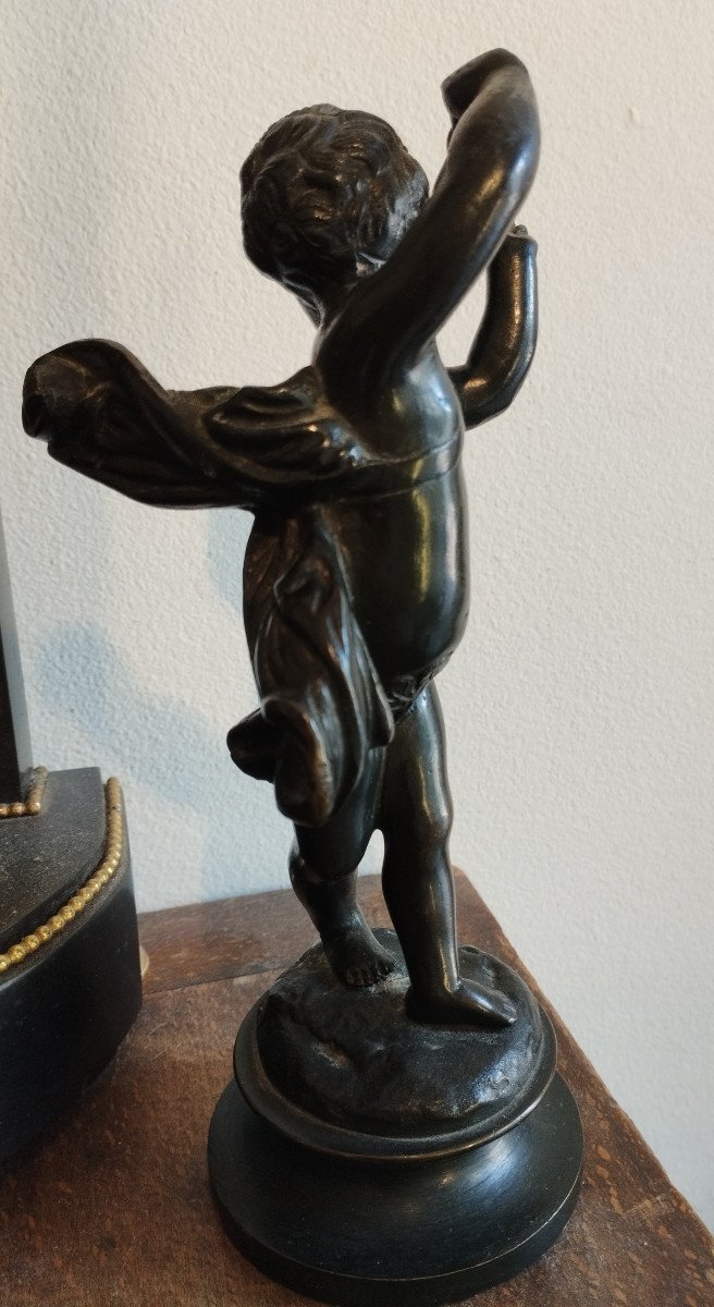 Clodion Bronze "child In The Triangle"-photo-4