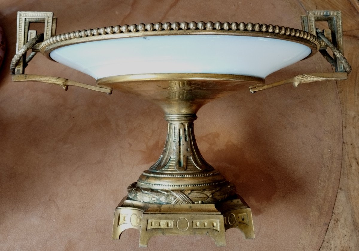 Coupe en porcelaine dans le goût de  Sèvres  sur monture en bronze doré XIX-photo-4
