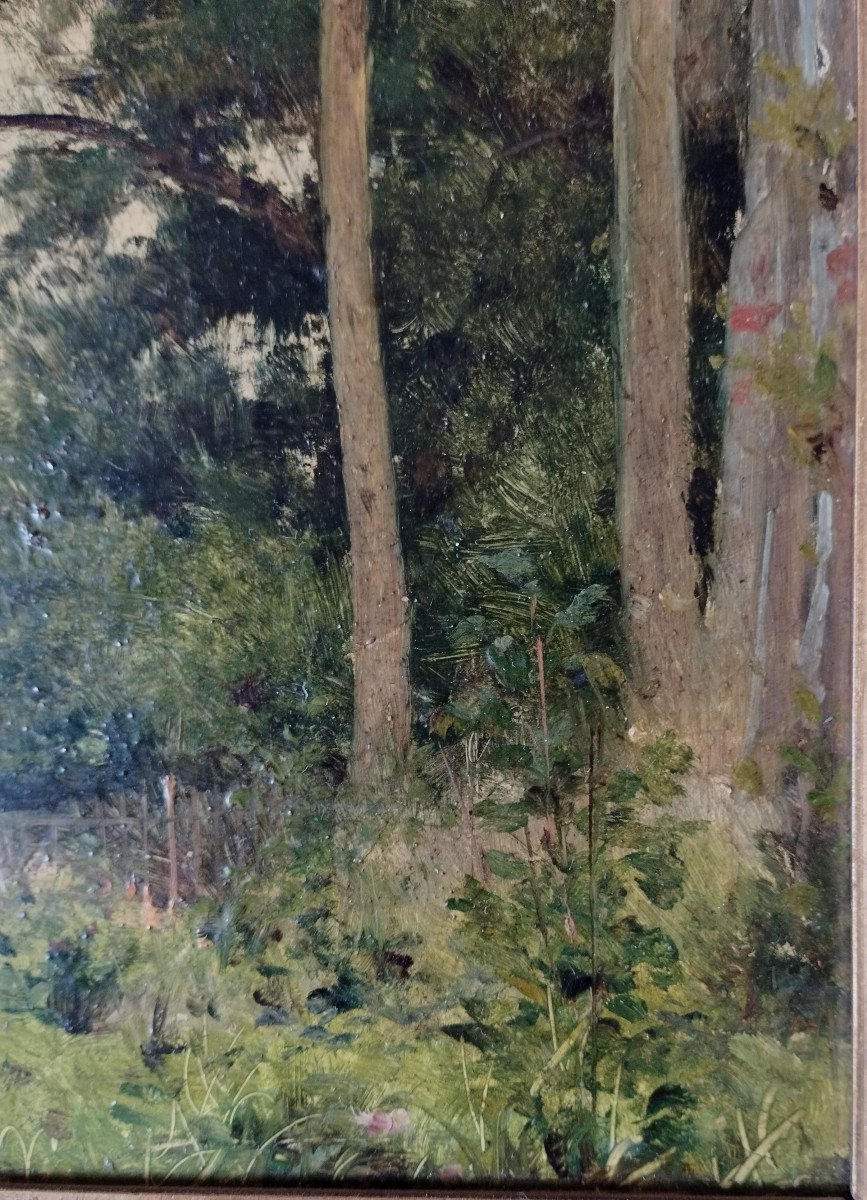 "at The Edge Of A Wood" Louis Gautier Oil On Cardboard-photo-4