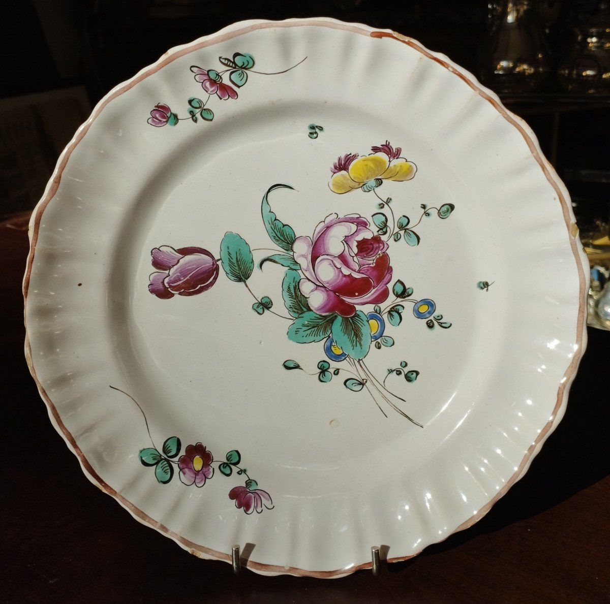 Earthenware Plate With Floral Decoration Luneville XVIII - XIX