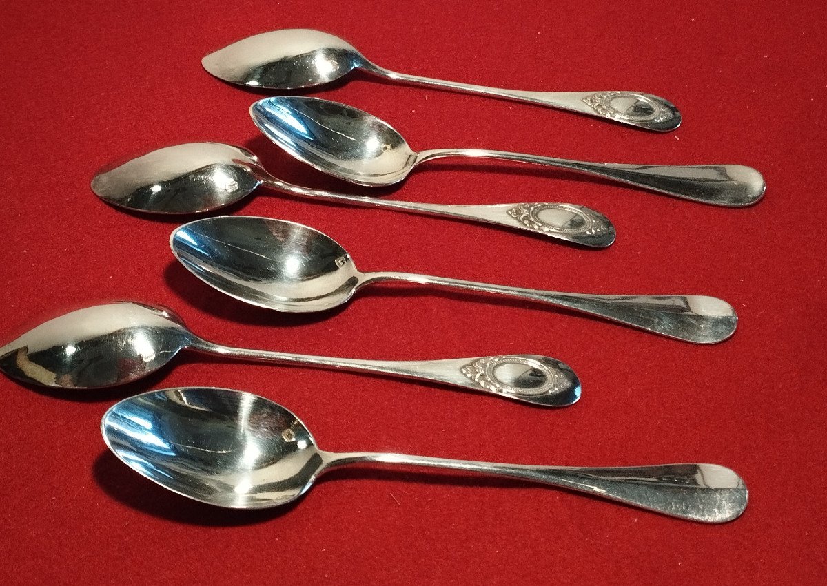 6 Small Silver Spoons Gabert Henry XIX-photo-3