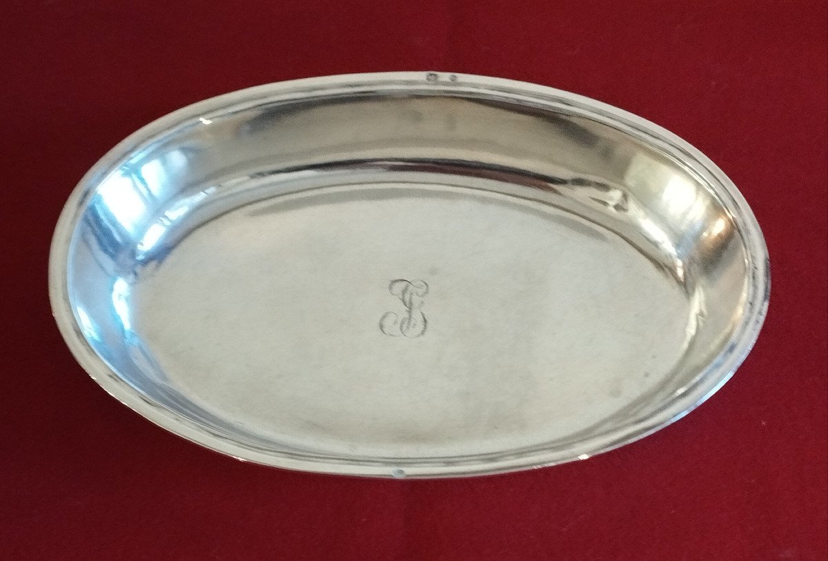 Silver Round Oval Dish With Rooster Hallmark XVIII-photo-2