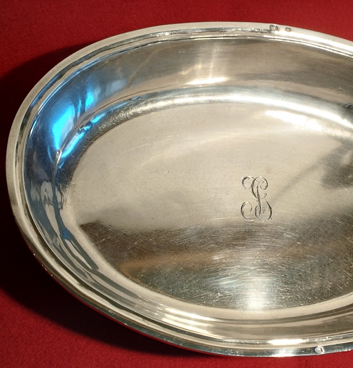 Silver Round Oval Dish With Rooster Hallmark XVIII-photo-3