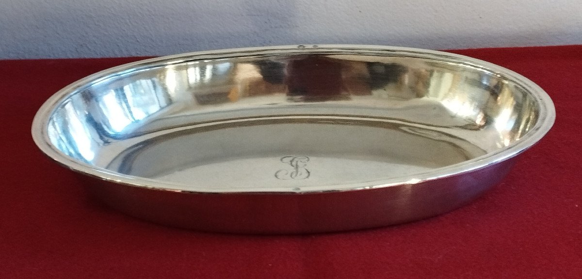 Silver Round Oval Dish With Rooster Hallmark XVIII