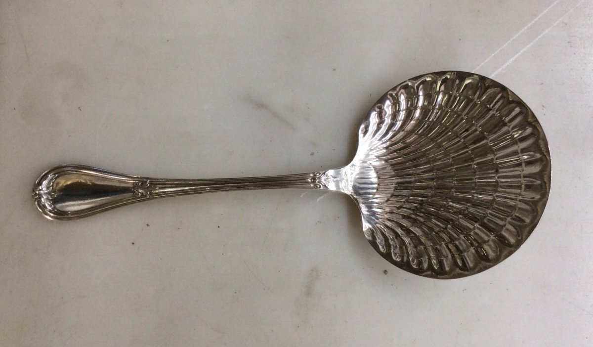 Strawberry Shovel Spoon In Sterling Silver 19th Century-photo-2