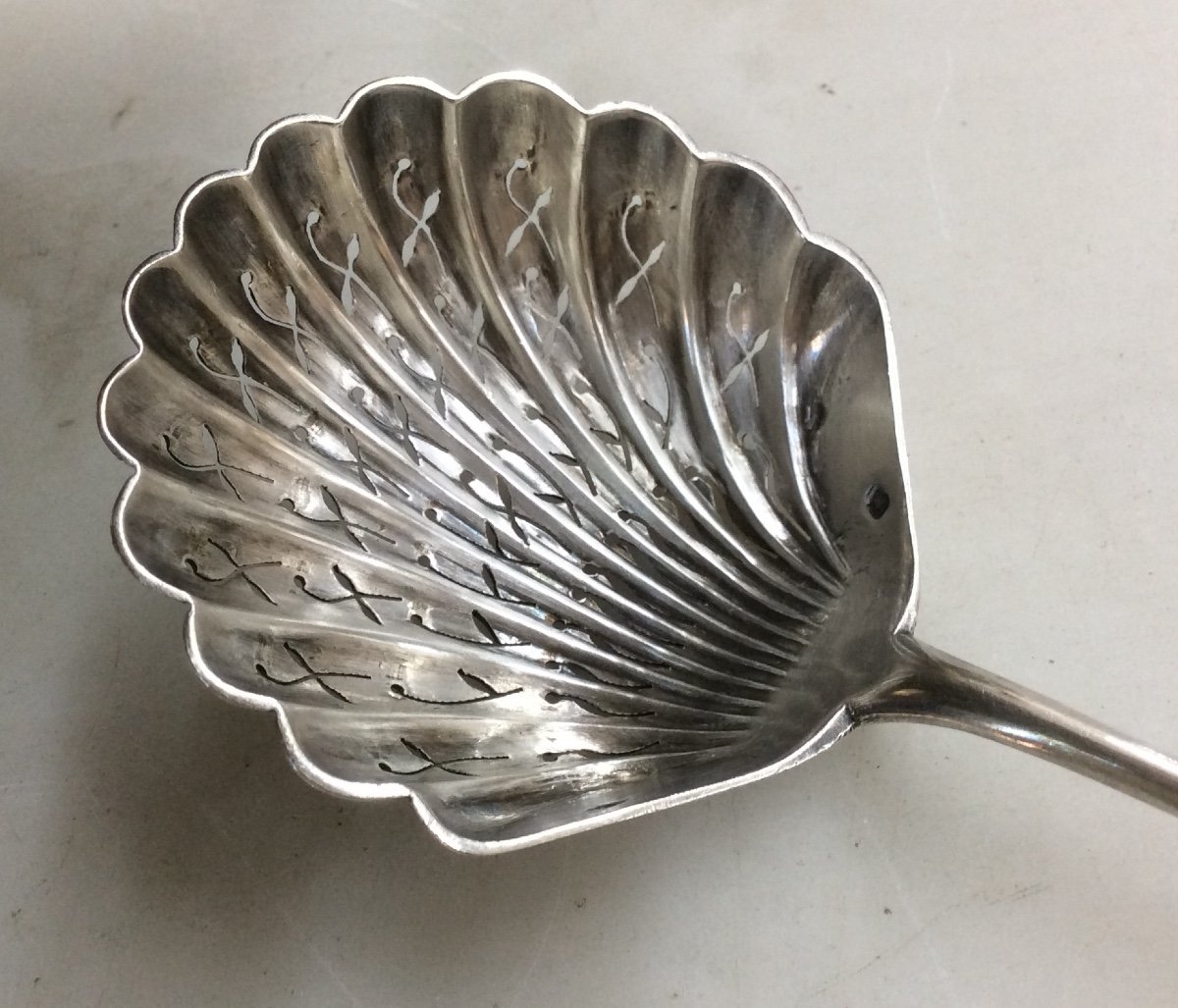 19th Century Solid Silver Sprinkler Spoon-photo-2