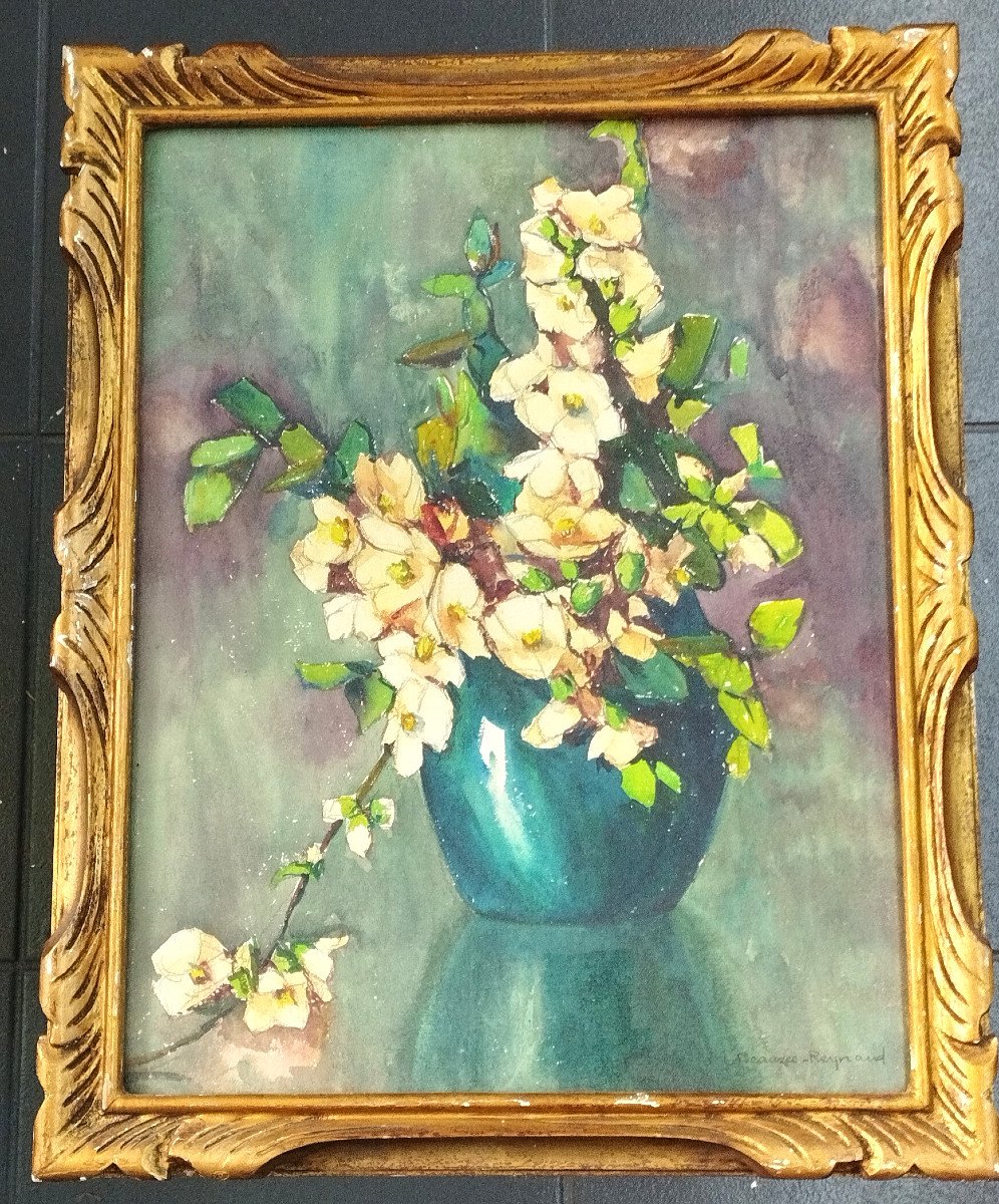 M. Beauzée - Reynaud "bouquet Of Flowers" Watercolor XX-photo-2