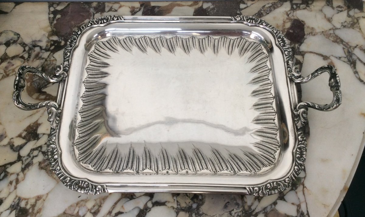 20th Century Silver Metal Tray-photo-2