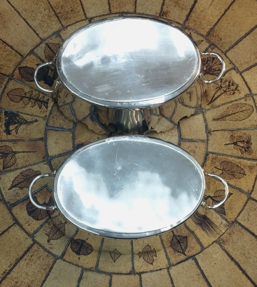 Pair Of Silver-plated Glass Coolers From Spain, Early 20th Century-photo-2