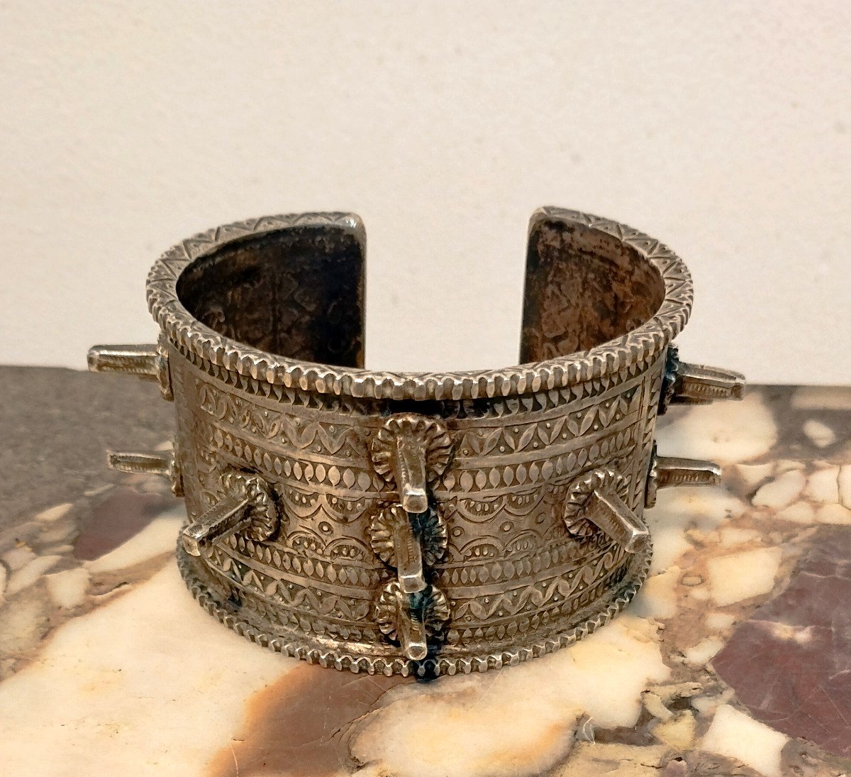 Old Silver Bracelet Minerva Hallmark African Art