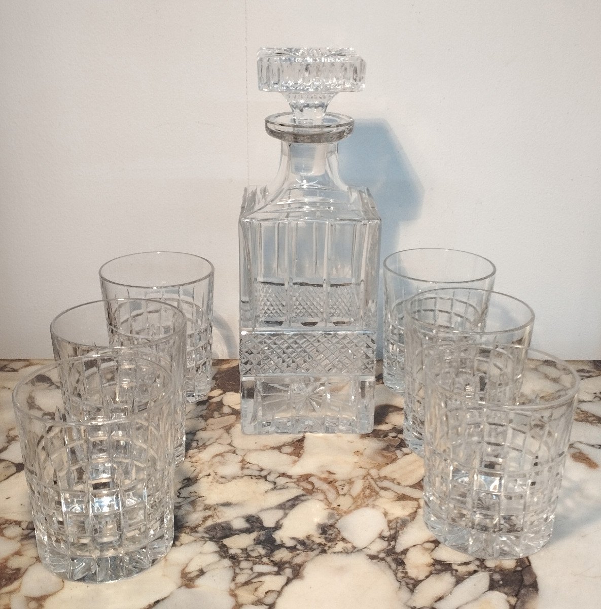 7-piece Saint Louis Crystal Whiskey Set-photo-2