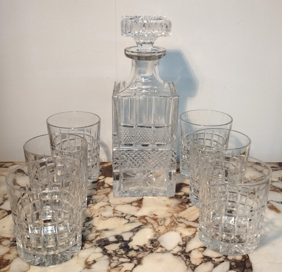 7-piece Saint Louis Crystal Whiskey Set-photo-3