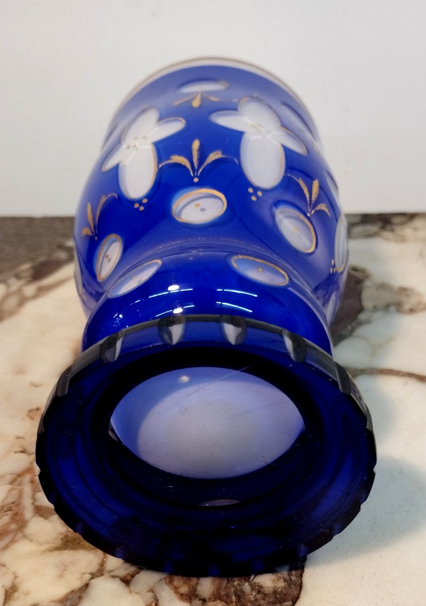 Bohème Petit Vase cobalt en Cristal Overlay XIX-photo-4