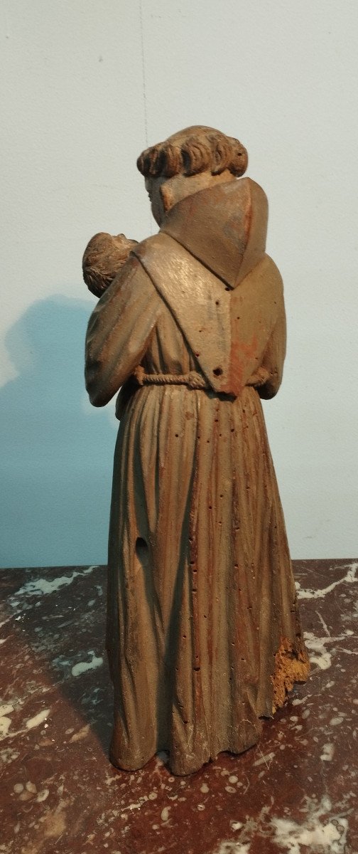 Saint Antoine Sculpture en bois peint  XIX-photo-4