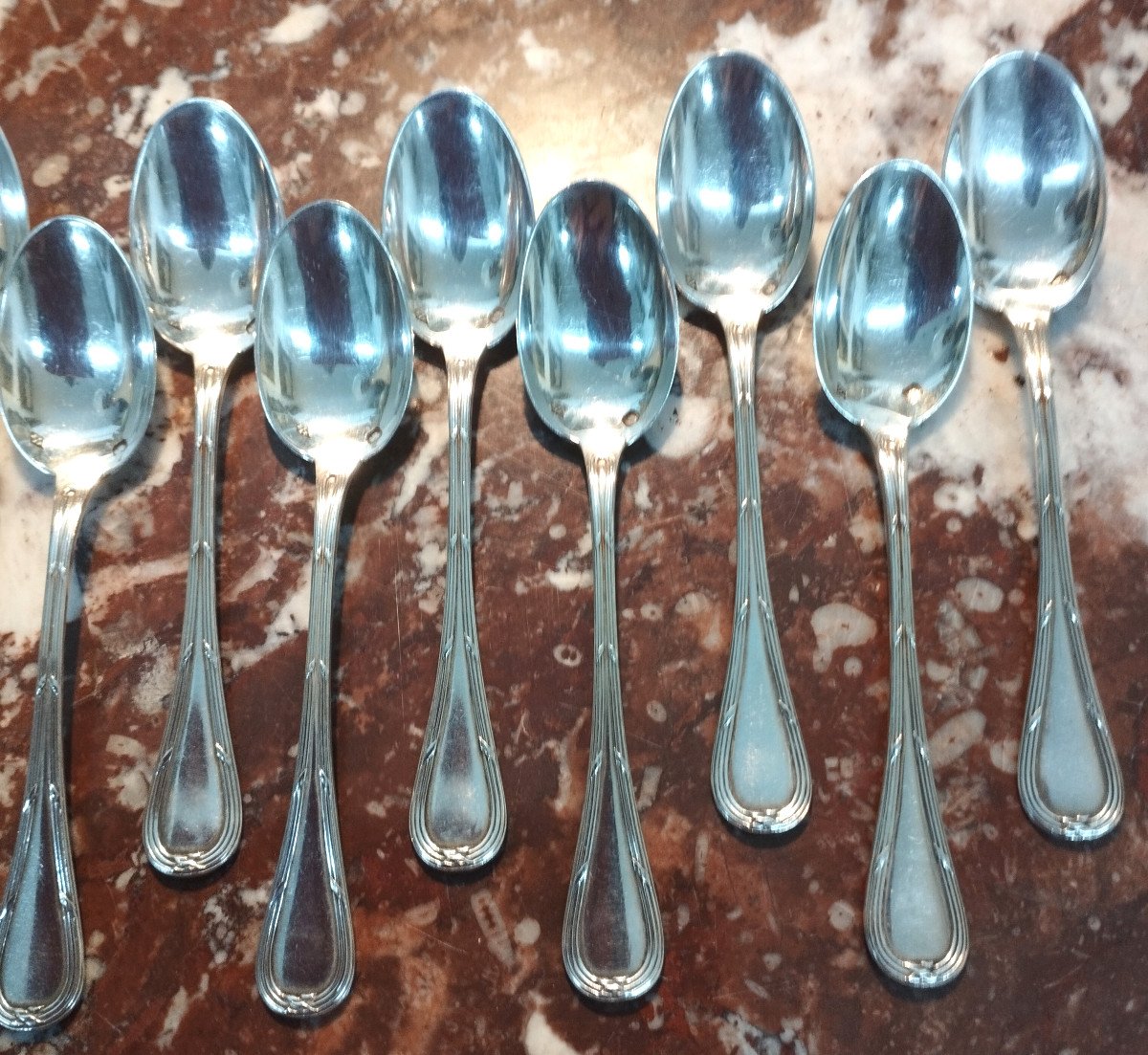 12 Silver Mocha Spoons Goldsmith Puiforcat XX-photo-2