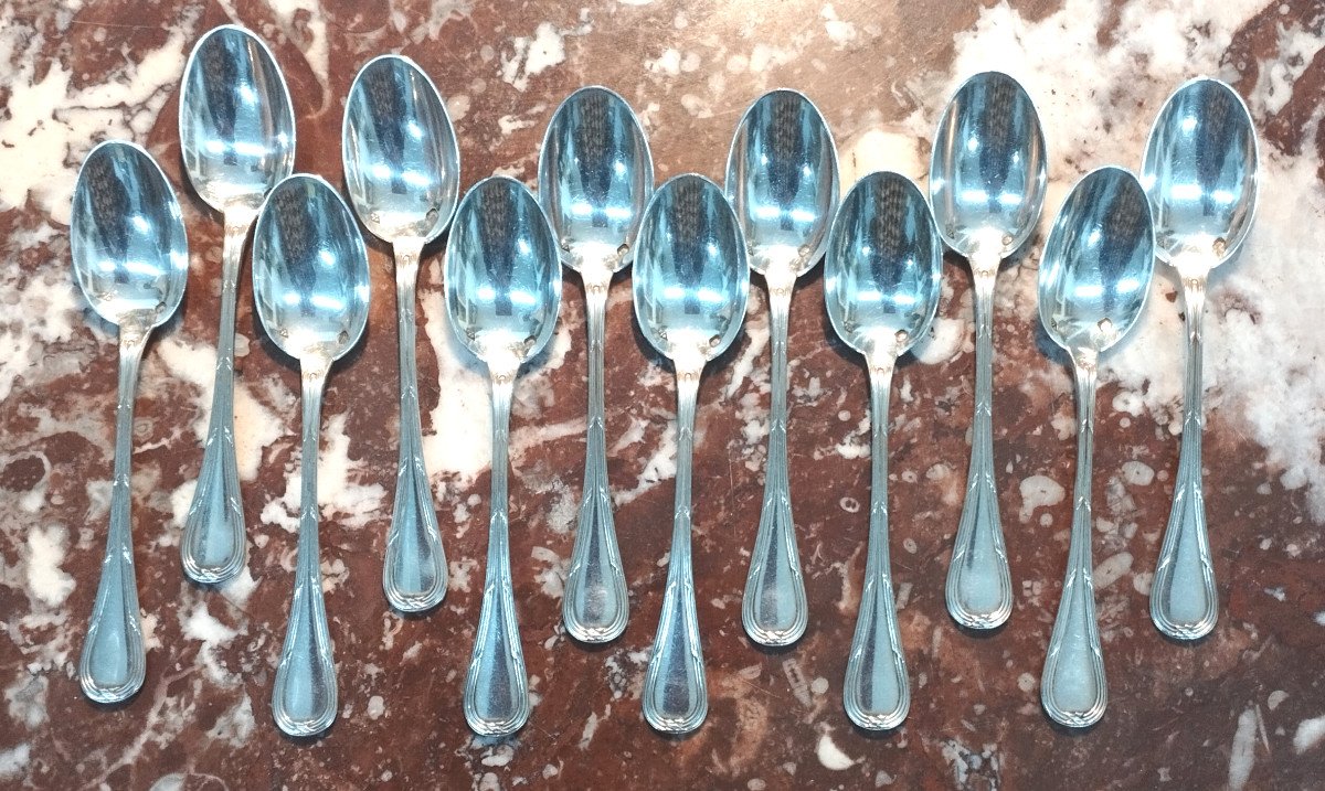 12 Silver Mocha Spoons Goldsmith Puiforcat XX