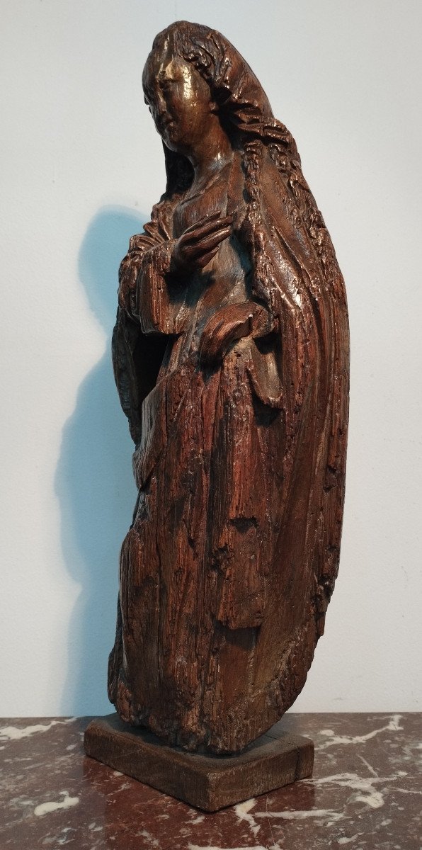 Virgin Wooden Sculpture From The 16th Century-photo-4