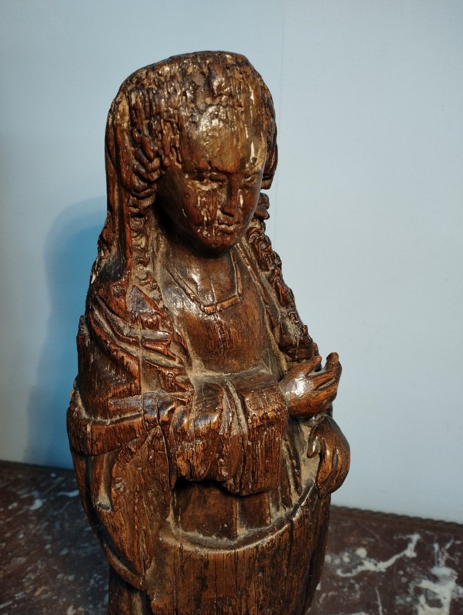 Virgin Wooden Sculpture From The 16th Century-photo-2