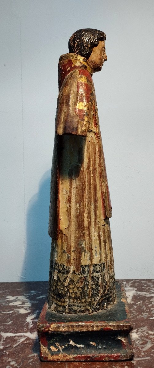 Religieux Sculpture sur Bois  polychrome XIX-photo-4