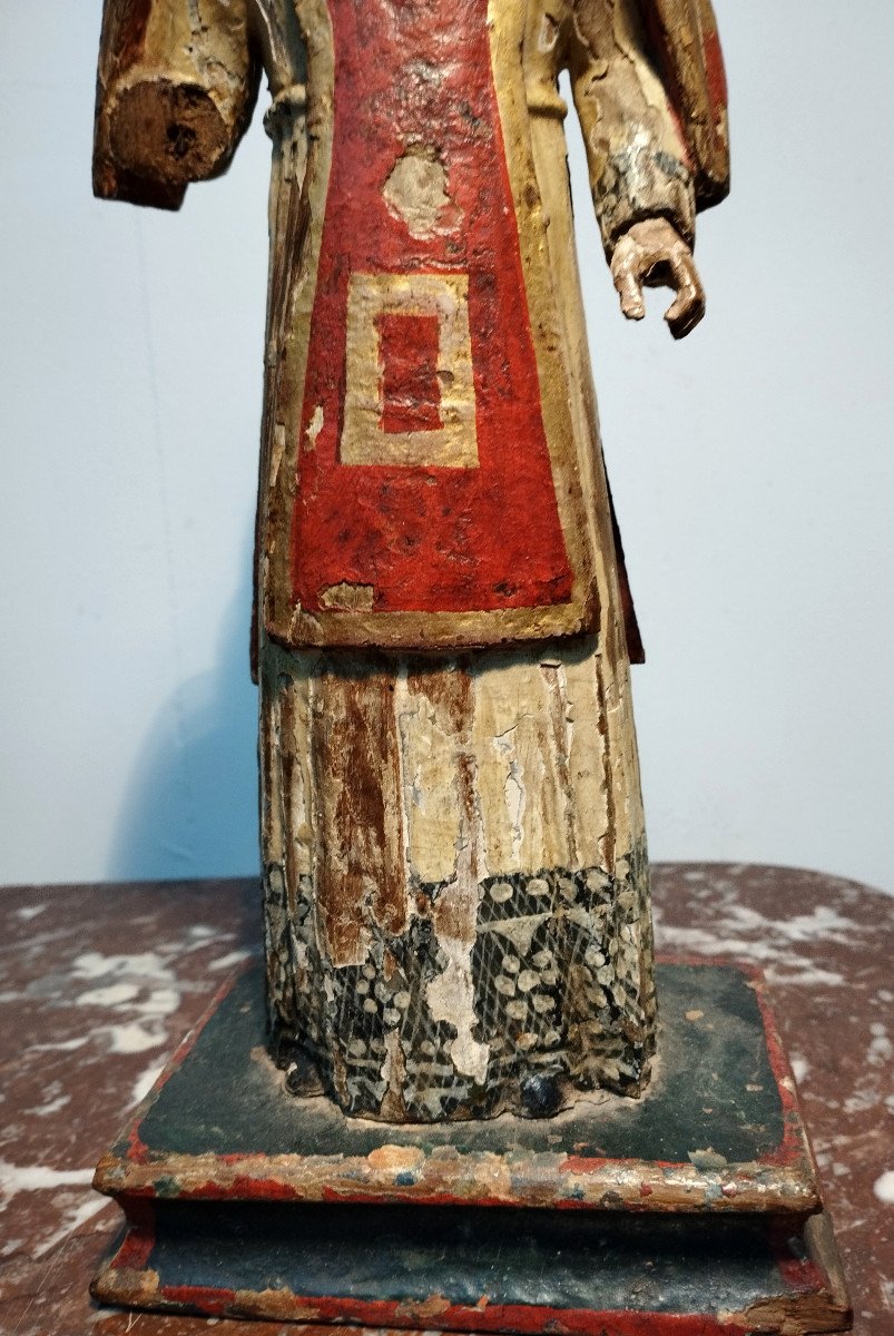 Religieux Sculpture sur Bois  polychrome XIX-photo-1