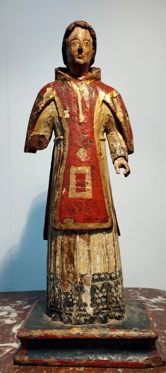 Religieux Sculpture sur Bois  polychrome XIX