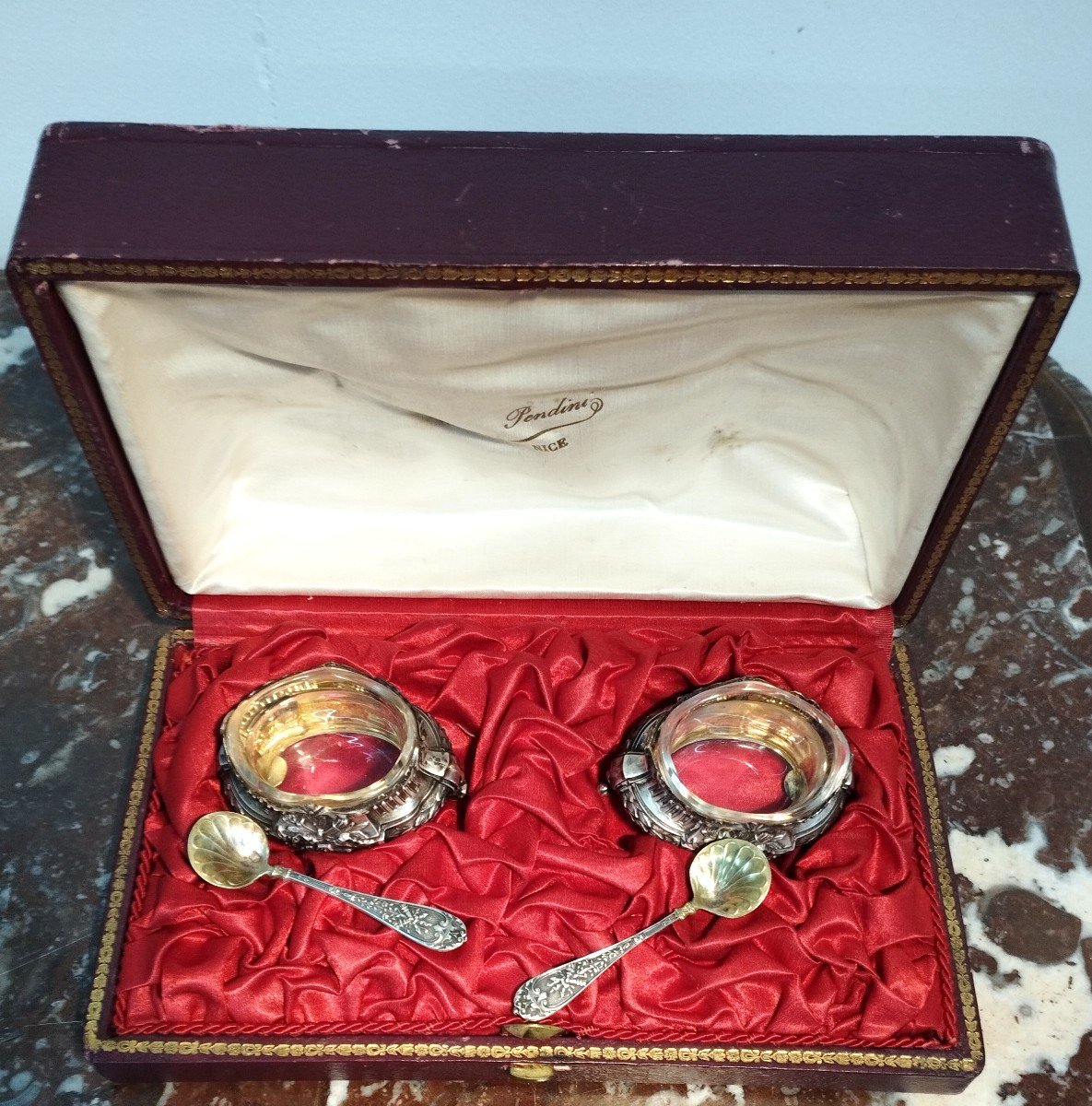 Pair Of 19th Century Silver Salt Cellars-photo-3