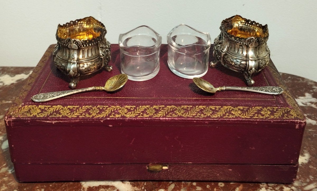 Pair Of 19th Century Silver Salt Cellars-photo-4