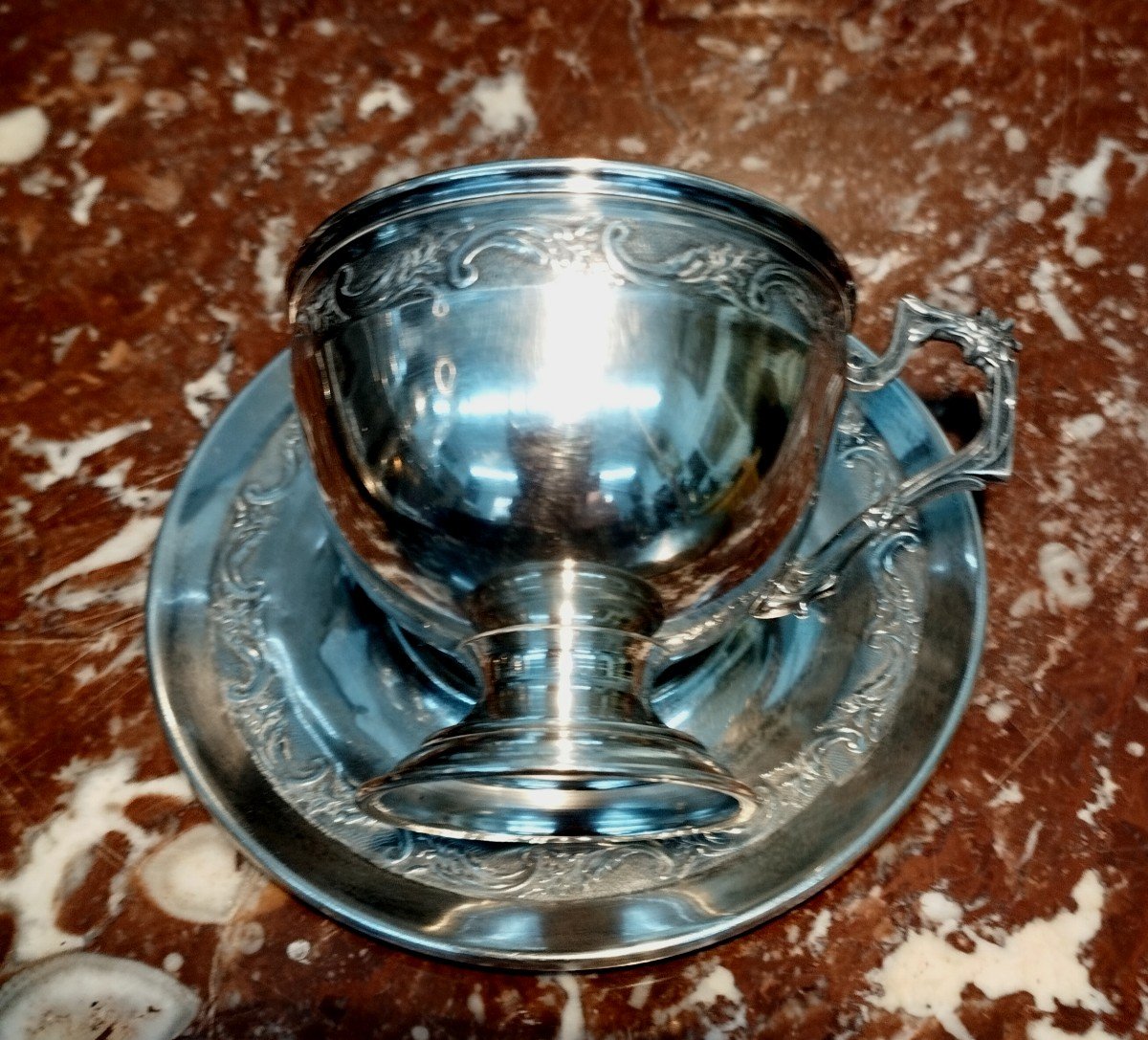 Tasse et sous tasse argent XIX-photo-2