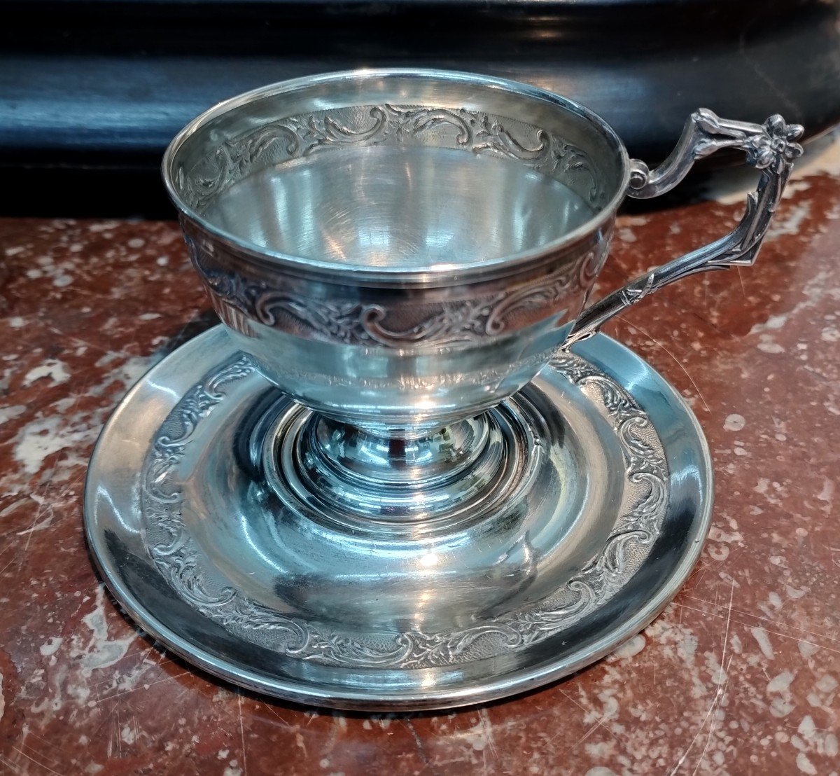 19th Century Silver Cup And Saucer