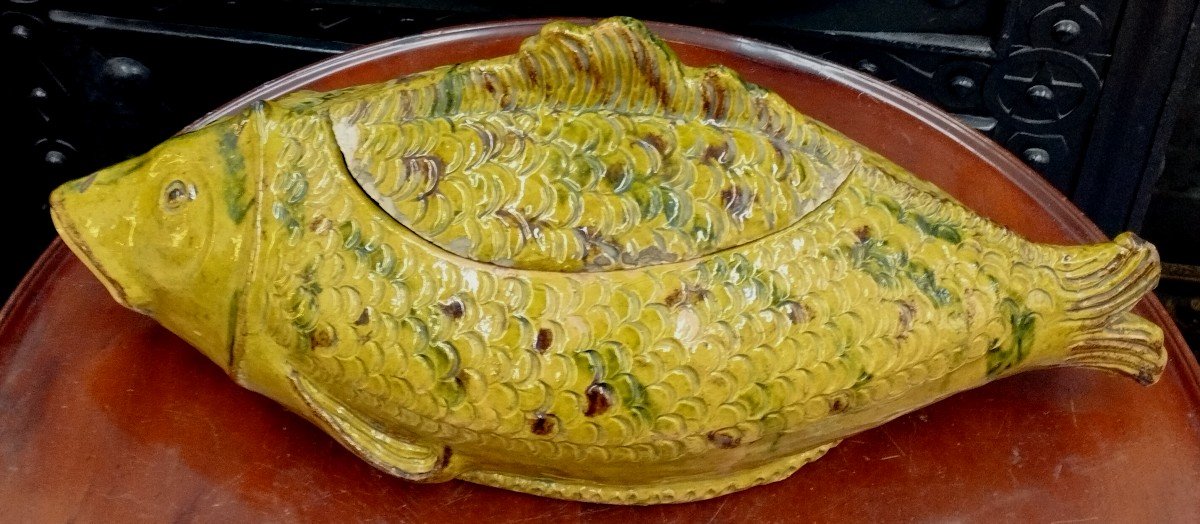 Fish Soup Tureen 54 Cm In Glazed Ceramic XIX