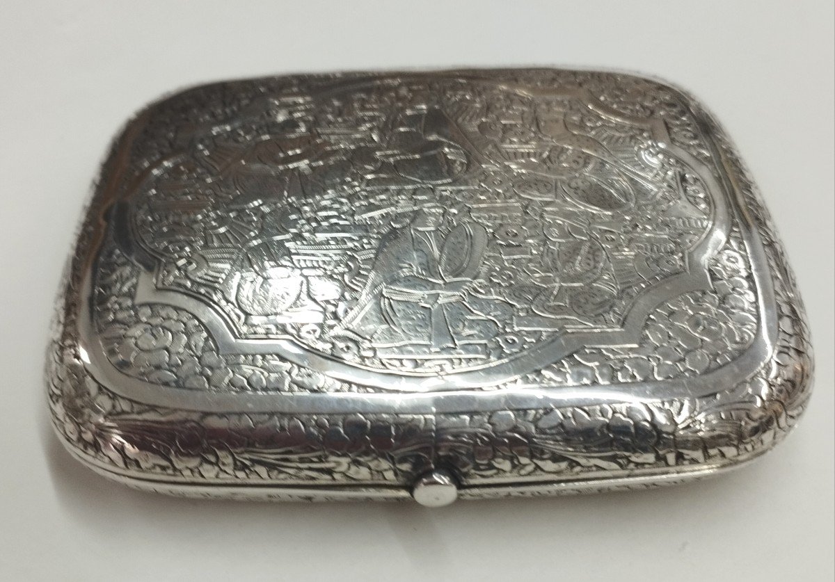 Silver Cigarette Case With Oriental Decor-photo-4