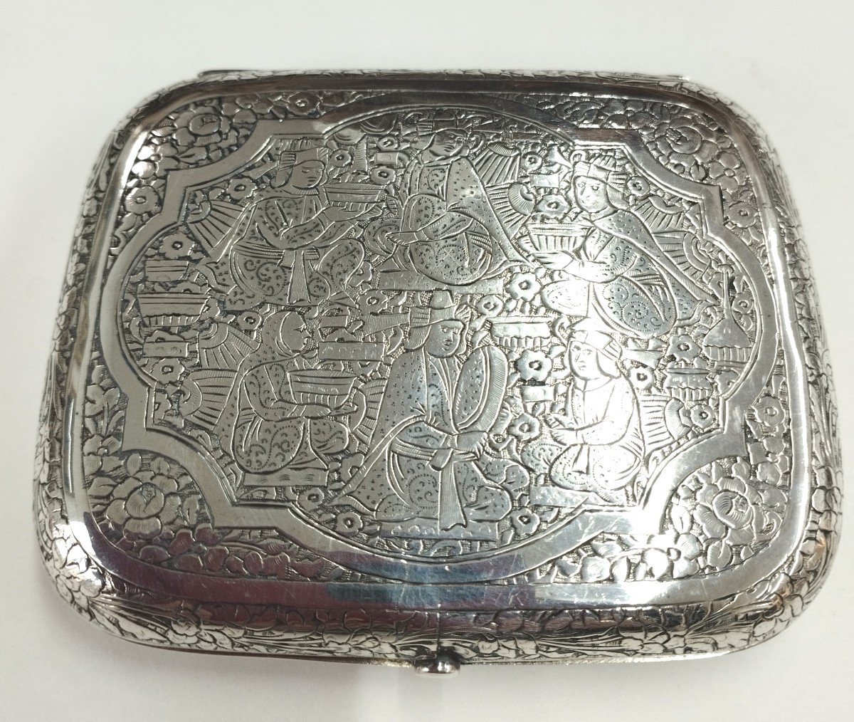 Silver Cigarette Case With Oriental Decor