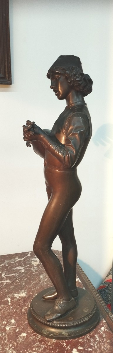 P. Dubois Bronze "the Mandolin Player" XIX-photo-2