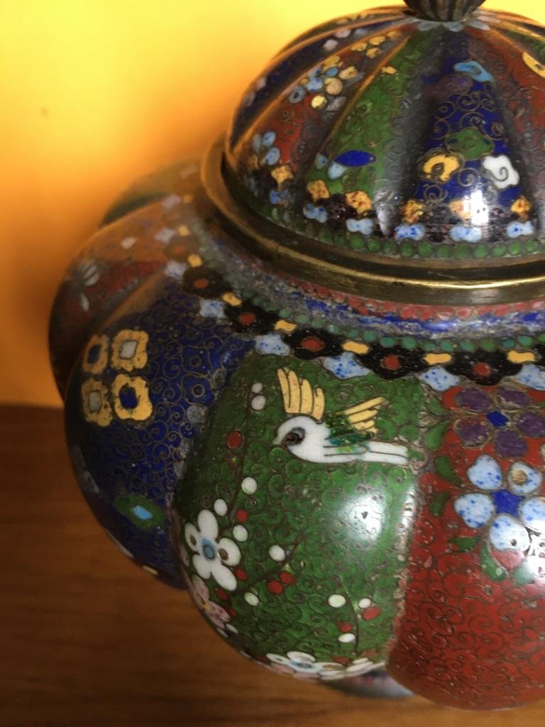  Pair Of Cloisonne Enamel Vases-photo-2