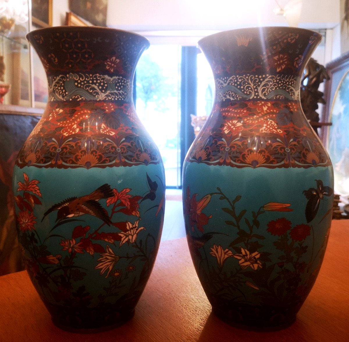 Pairs Of Cloisonne Enamel Vases Japan Nineteenth-photo-2