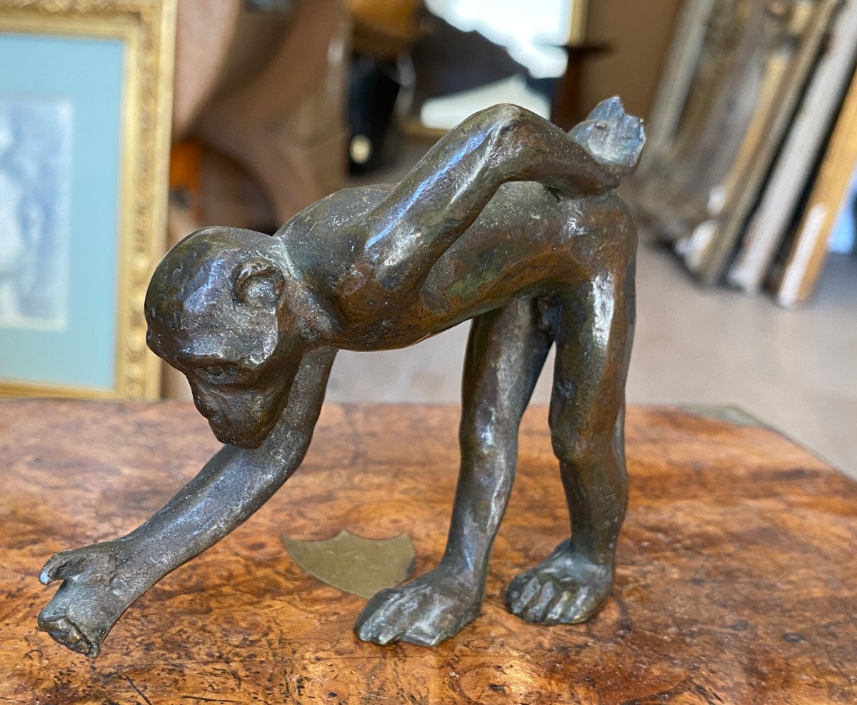 3 Petits Singe En Bronze Signé L.ball 1930-photo-4