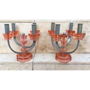 Pair Of Art Deco Candlesticks